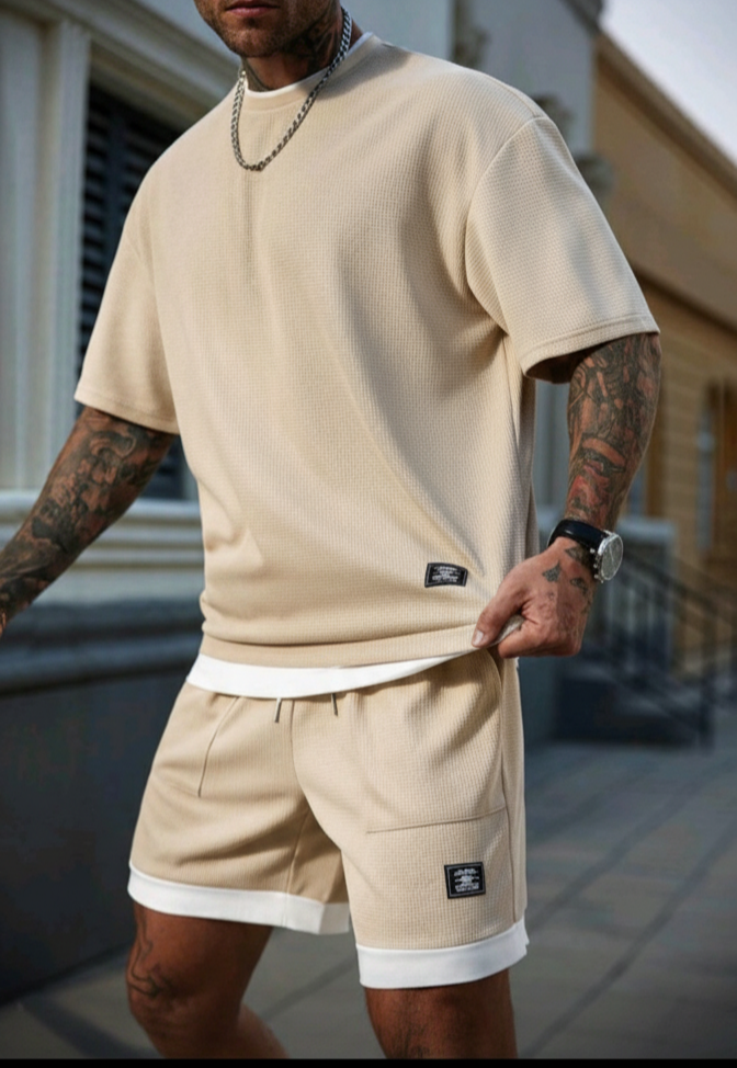 Essential Premium Knit Lounge Set
(Includes Crew Neck T-Shirt and Adjustable Waist Shorts)